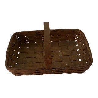 Antique Splint Oak Gathering Basket Circa 1900 For Sale