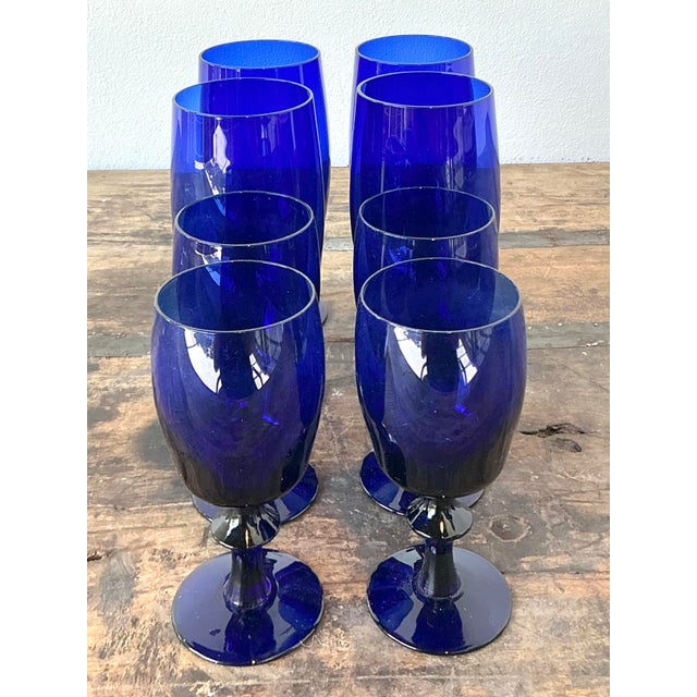 Vintage Cobalt Stemware - Set of 8 For Sale In West Palm - Image 6 of 12