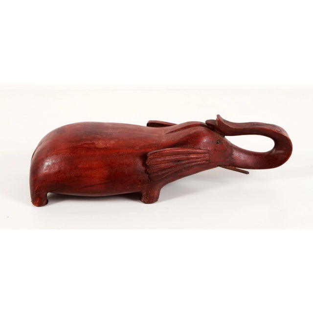 Wood Carved Chinese Elephant Opium Pillow in Oxblood Red For Sale - Image 7 of 12