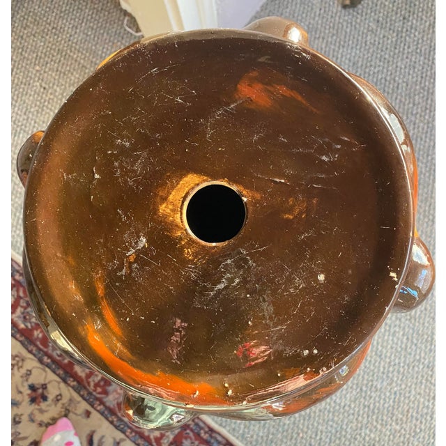 Mid 20th Century Hand Painted Ceramic Plant Stand Pedestal With Grapevines For Sale - Image 4 of 11