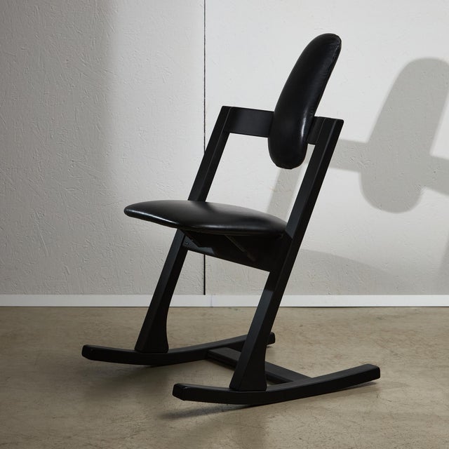 Black Leather Ergonomic Chair by Peter Opsvik for Stokke, 1983 For Sale - Image 17 of 17