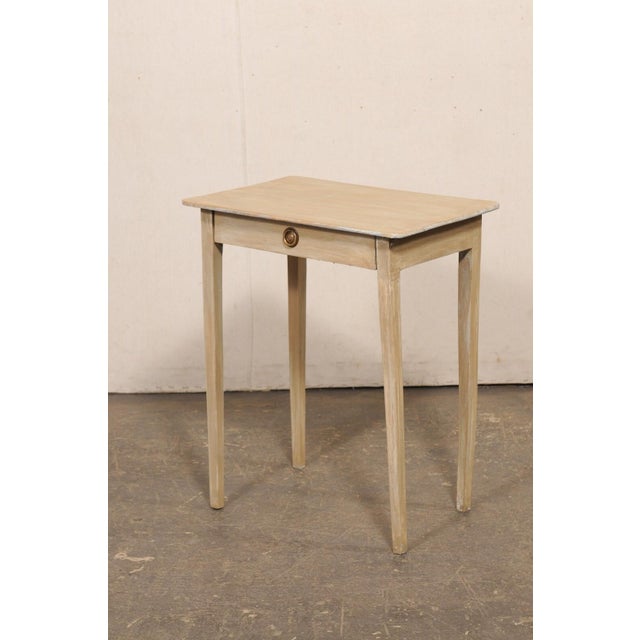 Early 20th Century Swedish Minimalist Beige Wood Side Table For Sale - Image 4 of 11