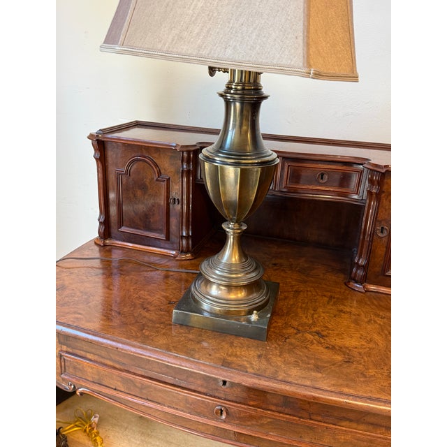 Metal Vintage Stiffel Turned Brass Table Lamp For Sale - Image 7 of 12