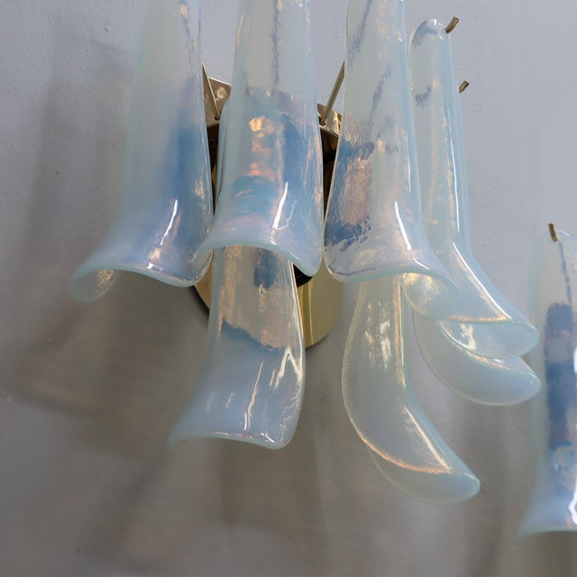 Gilt and Opaline Murano Glass Petal Wall Sconces from La Murrina, 1980s, Set of 2 For Sale - Image 12 of 13