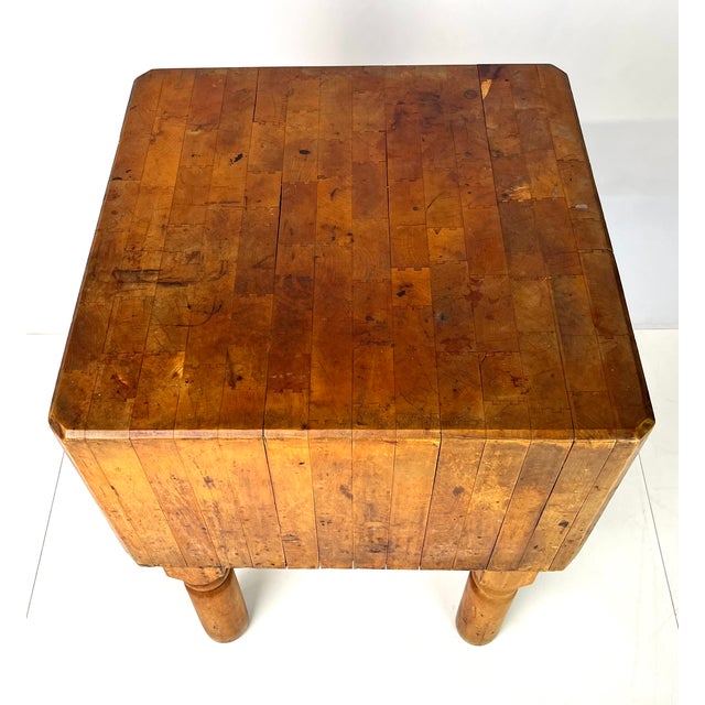 Vintage Solid Maple Butcher Block Table by Quality Maple Block Co. For Sale - Image 10 of 11