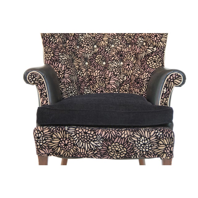 Gorgeous retro wingback chair transformed by Sultanchic into an edgy contemporary statement piece. This handsome frame is...