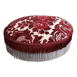 Late 20th Century Traditional Oval Coctail Ottoman Fringe Trim For Sale