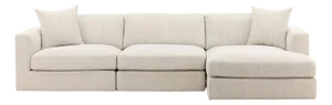 Contemporary Taupe Woven Right Chaise Sofa
