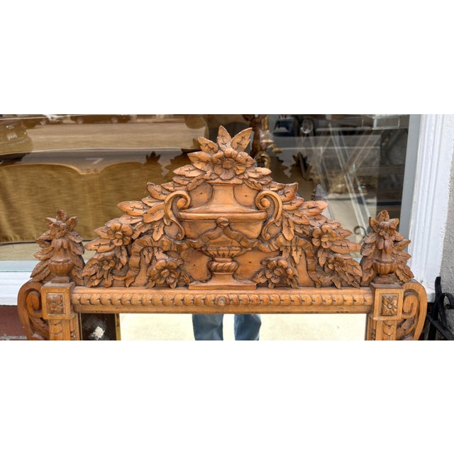 Louis XV Style French Provincial Light Fruitwood Mirror - Italy For Sale - Image 4 of 6