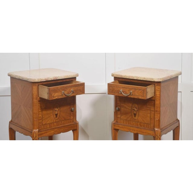 Cream French Satinwood Bedside Tables, 1890s, Set of 2 For Sale - Image 8 of 12