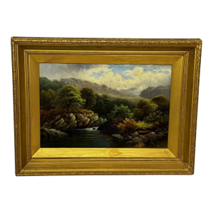 “A Quiet Pool, North Wales” — Victorian Welsh River Landscape Oil Painting by Thomas Spinks (C. 1890), River Conwy