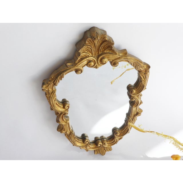 Baroque Small Baroque Style Gilded Wall Mirror, 1960s For Sale - Image 3 of 9