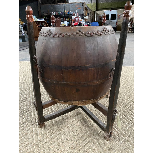 Mid 19th Century Antique Chinese Drum With Stand For Sale - Image 12 of 13