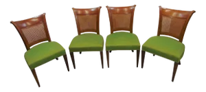 Louis XVI Style Cherry Caned Back Dining Chairs - Set of 4