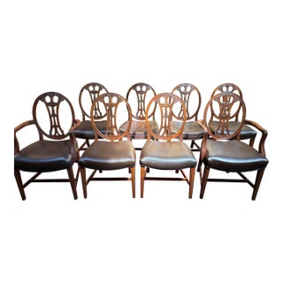 Late 19th Century Antique Adam Style Dining Chairs - Set of 8 For Sale