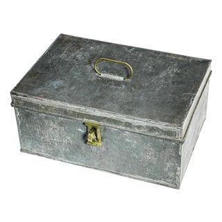 Timeworn Antique Metal Lock Box Storage Home Decor Rustic Industrial For Sale