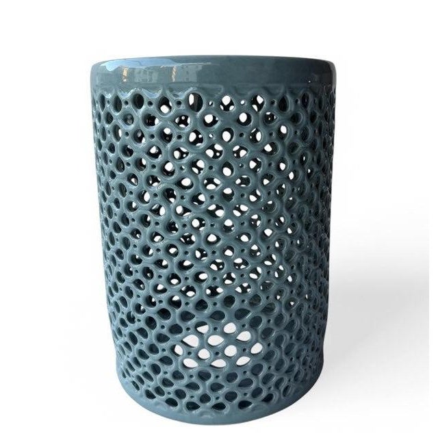 Lanie Celadon Blue Glaze Lattice Garden Stool For Sale - Image 10 of 10