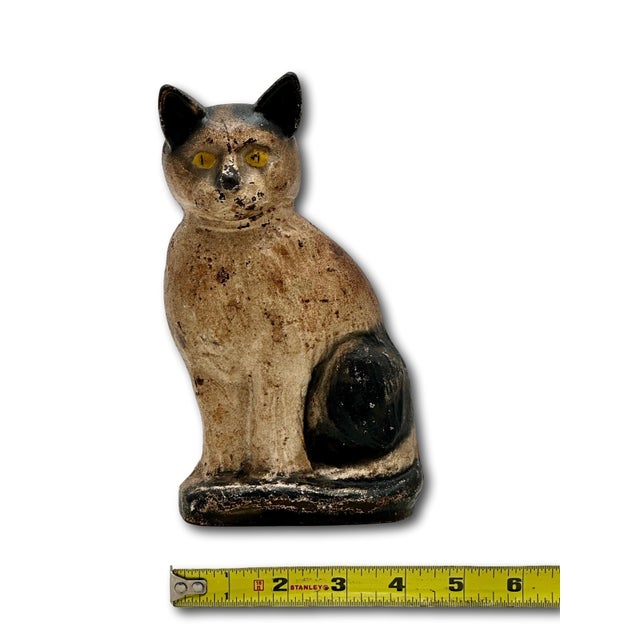 Very Rare Model Vintage 1930s "Wedge" Type Cast Iron Sitting Cat Doorstop by Spencer Guillford For Sale - Image 18 of 18