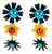 Kenzo Black, Blue and Yellow Acrylic Floral Dangle Earrings For Sale