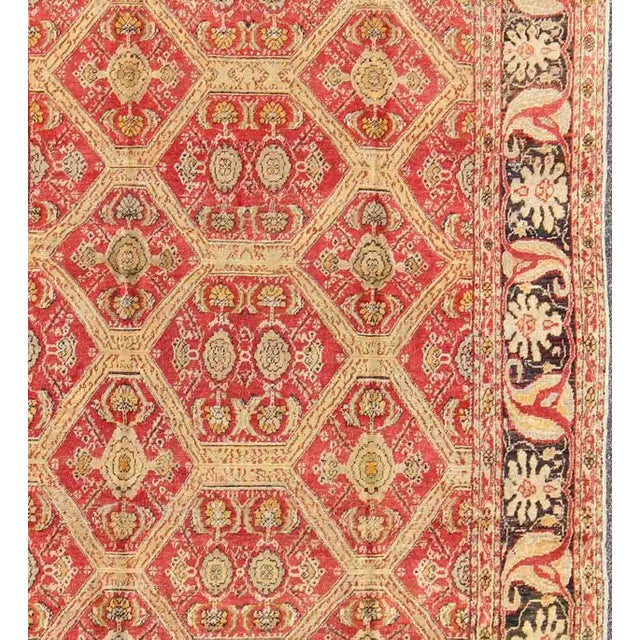 Measures: 6'6'' x 8'8''. This magnificent Turkish rug displays a glorious coloration paired with superlative all-over sub-...
