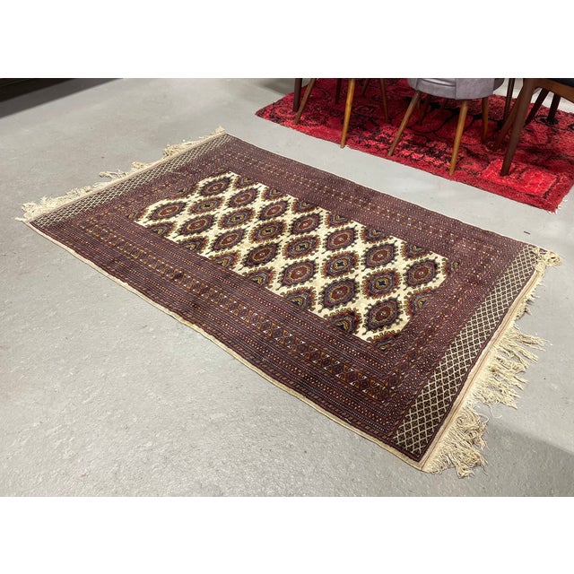 Navy Blue Vintage Persian Bokhara Style Geometric Area Rug For Sale - Image 8 of 9