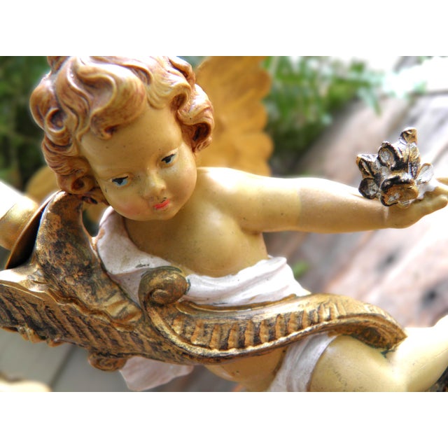 Plastic Rare Pair of Vintage Italian Fontinini Rococo Cherub Putti Candle/Taper Holders For Sale - Image 7 of 9