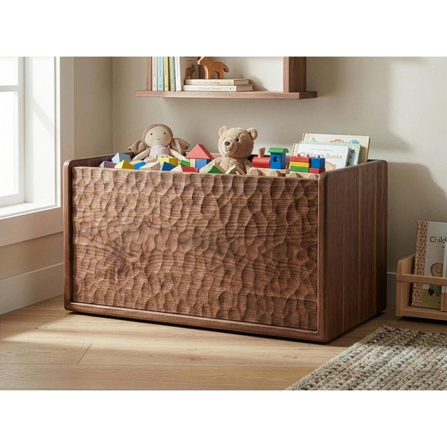 Wood Hand-Chiseled Organic Black Walnut Toy Chest / Sculptural Bench For Sale - Image 7 of 8