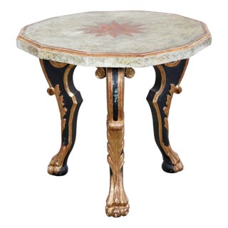 Antique 18th C Hendrix Allardyce Italian Baroque Polychrome & Giltwood Side Table For Sale