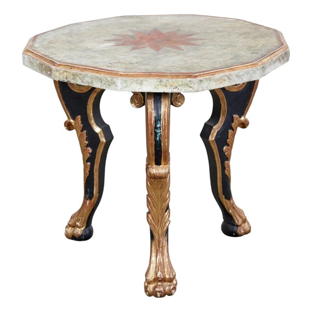 Antique 18th C Hendrix Allardyce Italian Baroque Polychrome & Giltwood Side Table For Sale
