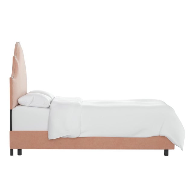 Contemporary Halsted Bed in Pink Champagne Luxe Velvet, Full For Sale - Image 3 of 7