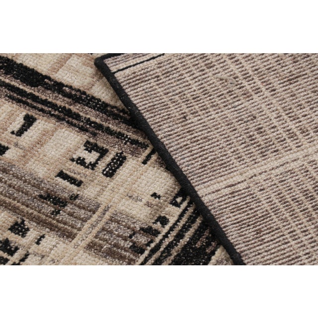 Beige Rug & Kilim’s Modern Distressed Geometric Rug in Beige/Brown White & Black Tones For Sale - Image 8 of 8