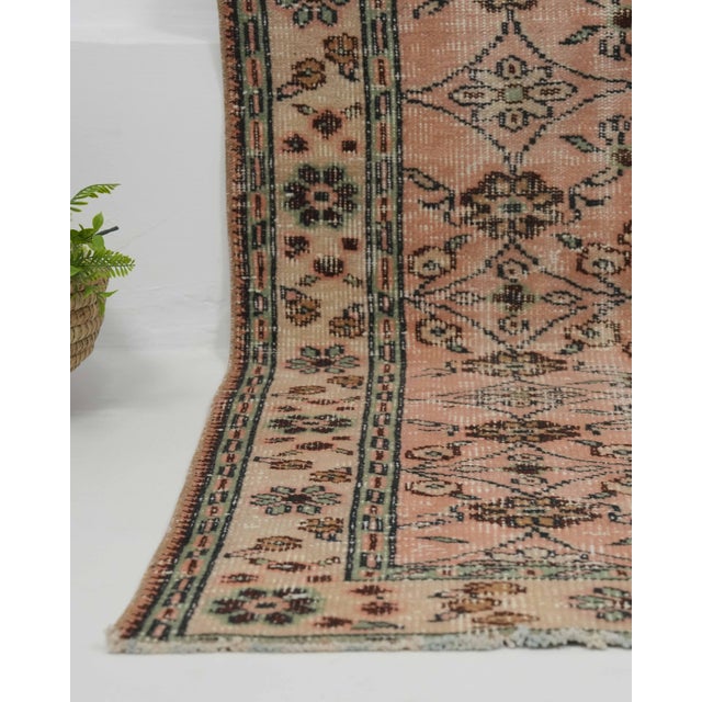 1970s Vintage Handmade 5x9 Wool Cotton Orange Area Rug For Sale - Image 4 of 12