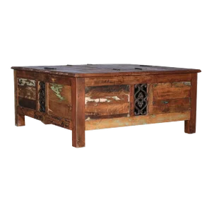 Farmhouse Style Reclaimed Wood Square Box Coffee Table