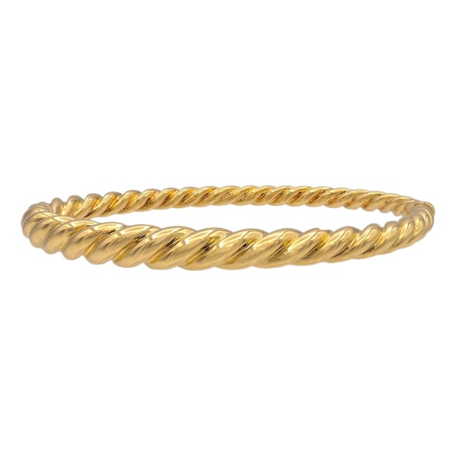 David Yurman 18k Yellow Gold Pure Form Hinged Cable Bangle Bracelet 7mm For Sale