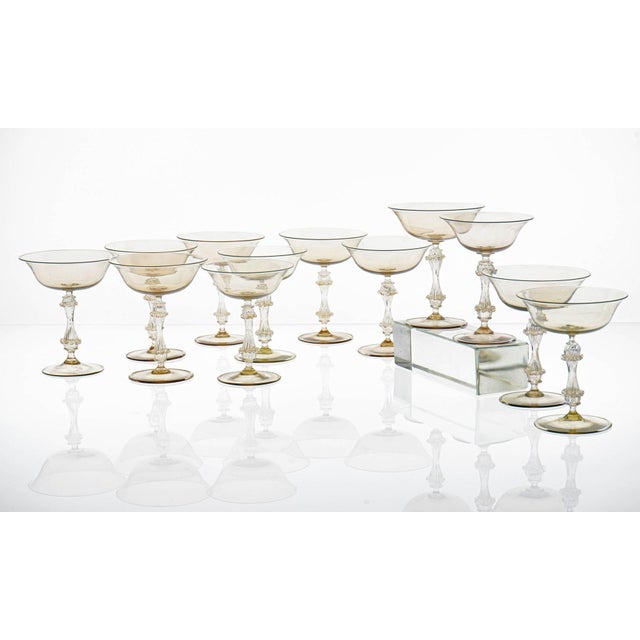 Champagne Glasses in Gold and Smoke from Cenedese, 1950s, Set of 12 For Sale - Image 8 of 18