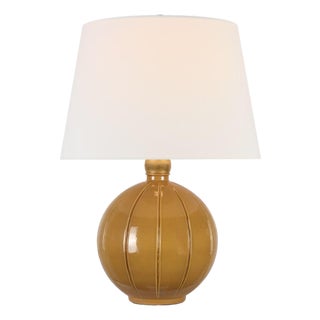 Thomas O'Brien by Visual Comfort Signature Ponteil 26" Table Lamp in Crackled Sienna with Linen Shade For Sale