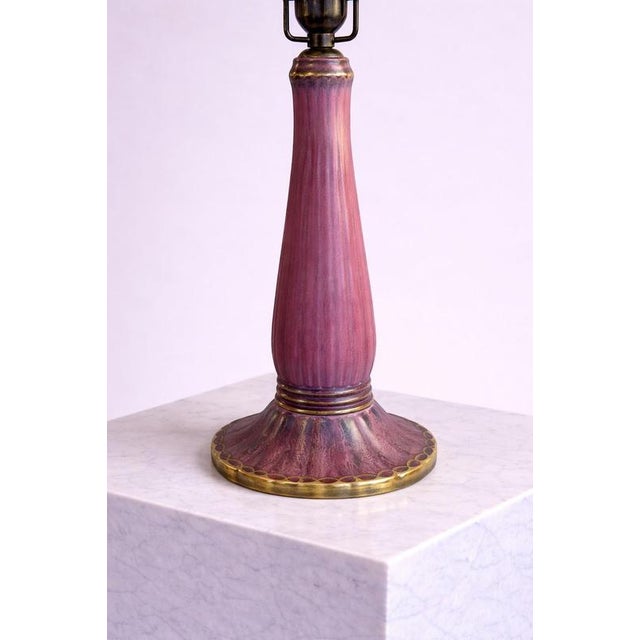 1920s Art Deco Table Lamp with Silk Shade by Josef Ekberg for Gustavsberg, 1928 For Sale - Image 5 of 8