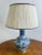 Oriental Chinese Ming Dynasty Style Blue & White Table Lamp W Org Shades, a Pair For Sale - Image 4 of 15