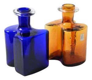 Glass Bottles by Hjordis Olsson and Charlotte Rude for Holmegaard, 1970s, Set of 2