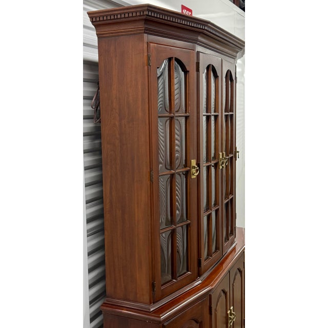 Vintage Pennsylvania House Cherry Bubble Glass Georgian China Cabinet For Sale - Image 11 of 12