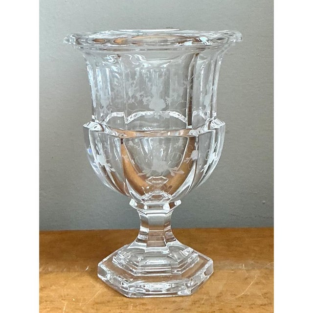 Tiffany and Co. Vintage Tiffany & Co. Etched Crystal Pedestal Vase For Sale - Image 4 of 12
