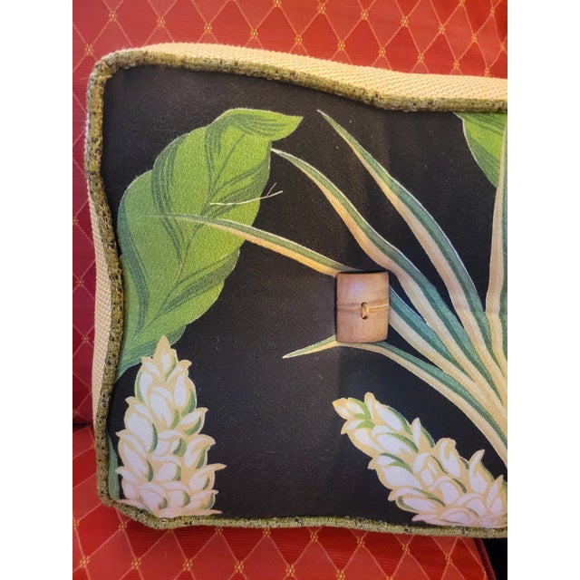 Dorothy Draper Tropical Regency Brizillance Style Black Green Palm Leaf Throw Pillows- a Pair For Sale - Image 10 of 11