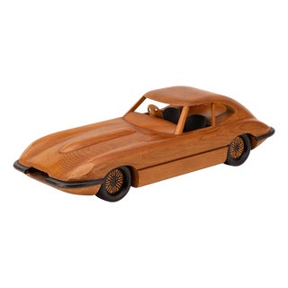Vintage Wooden Jaguar E-Type Car Model, 1969s For Sale
