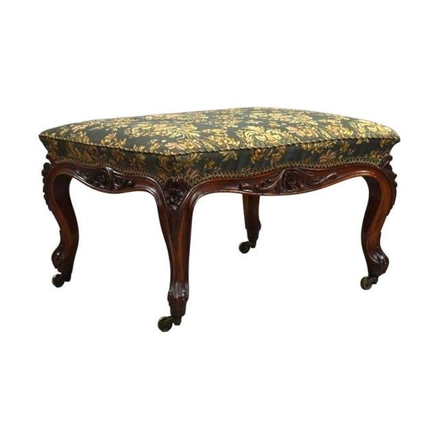 Wood Victorian Upholstered Ottoman, 1890s For Sale - Image 7 of 7