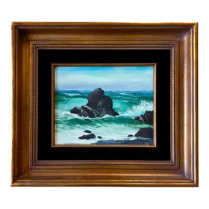 Painting « Crashing Waves » by Virginia Lynn, Oil on Canvas, 20th Century