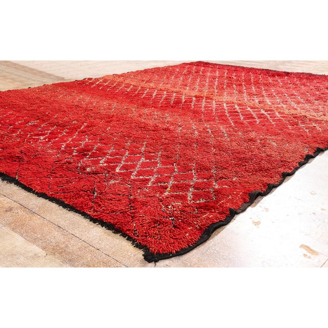 Red Vintage Beni M'Guild Moroccan Rug, 06'10 X 09'11 For Sale - Image 8 of 10
