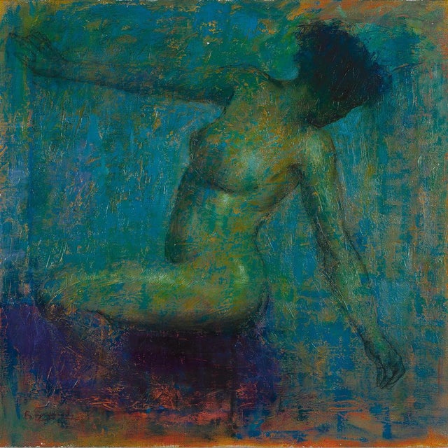 Renato Criscuolo, Verdi Vibrazioni, Nude, Oil on Canvas For Sale - Image 9 of 9