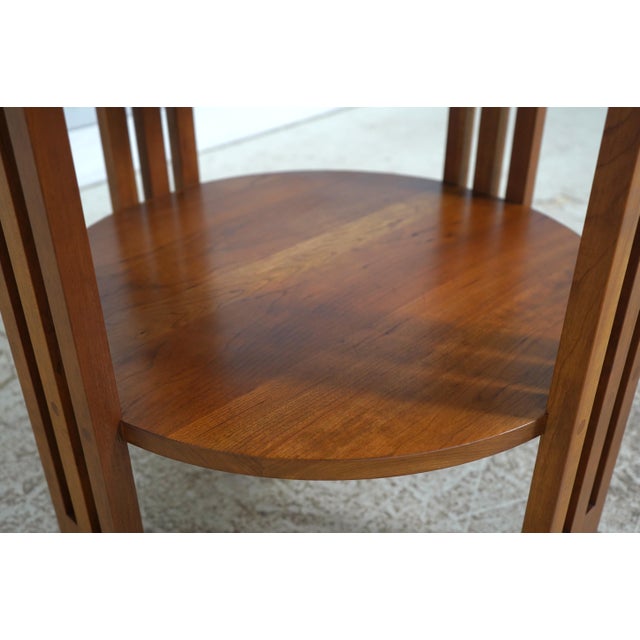 Stickley Round Cherry End Table Mission Style For Sale - Image 11 of 14