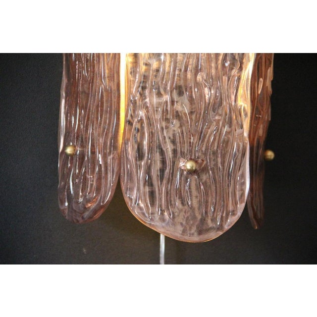 Sculptural Murano Glass Wall Sconces in Powder Pink Hue, Italy, 2000s, Set of 2 For Sale - Image 14 of 15