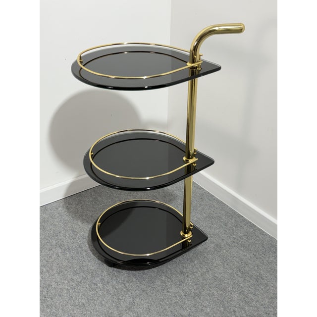 3-Tier Bar Trolley in Gold-Plated Metal and Smoked Glass, 1970 For Sale - Image 13 of 13
